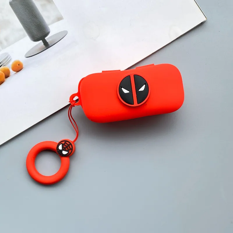 Desenhos animados Marvel fone de ouvido com anel cordão, fone de ouvido sem fio Bluetooth para QCY T5, silicone