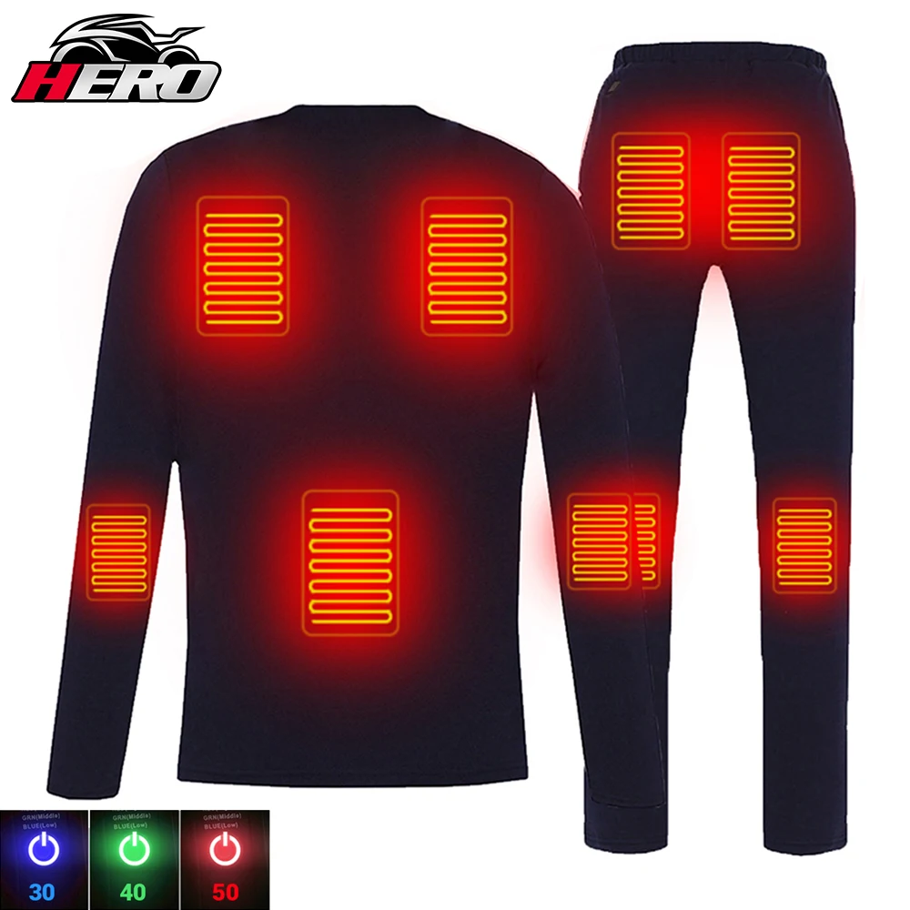 

New Heated Motorcycle Jacket Men Women Heated Thermal Underwear Set USB Electric Suit Thermal Clothing for Winter S-4XL