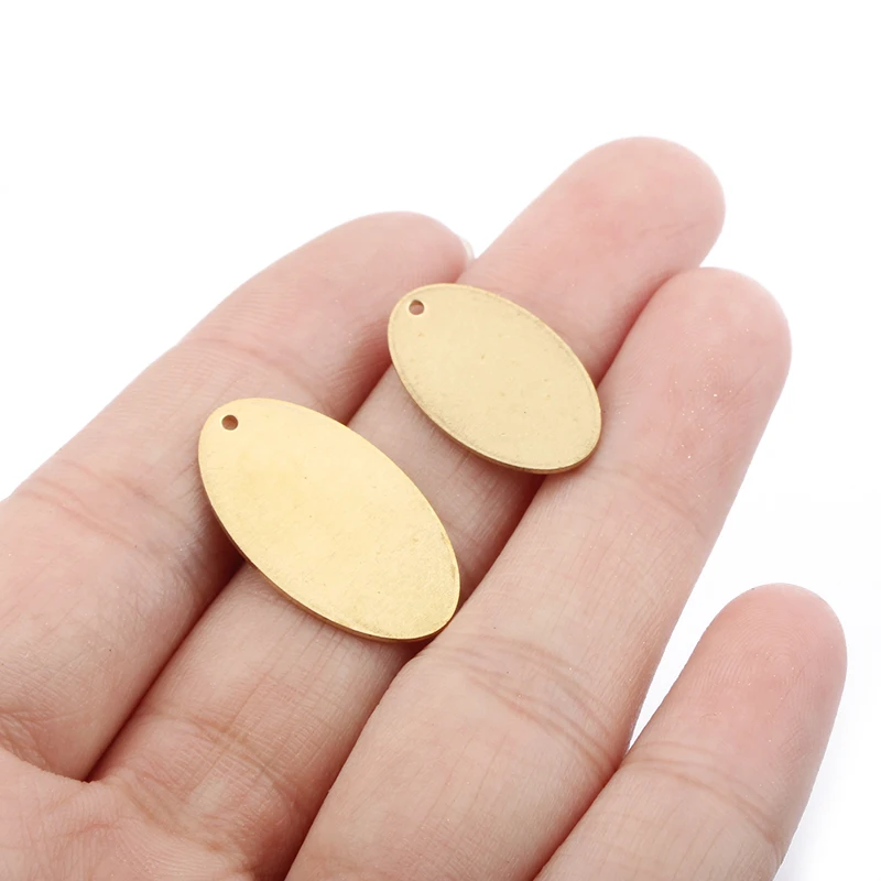 20pcs Raw Brass Oval Stamping Engraving Charms Pendant Blank Tag For DIY Earrings Bracelet Jewelry Findings Making