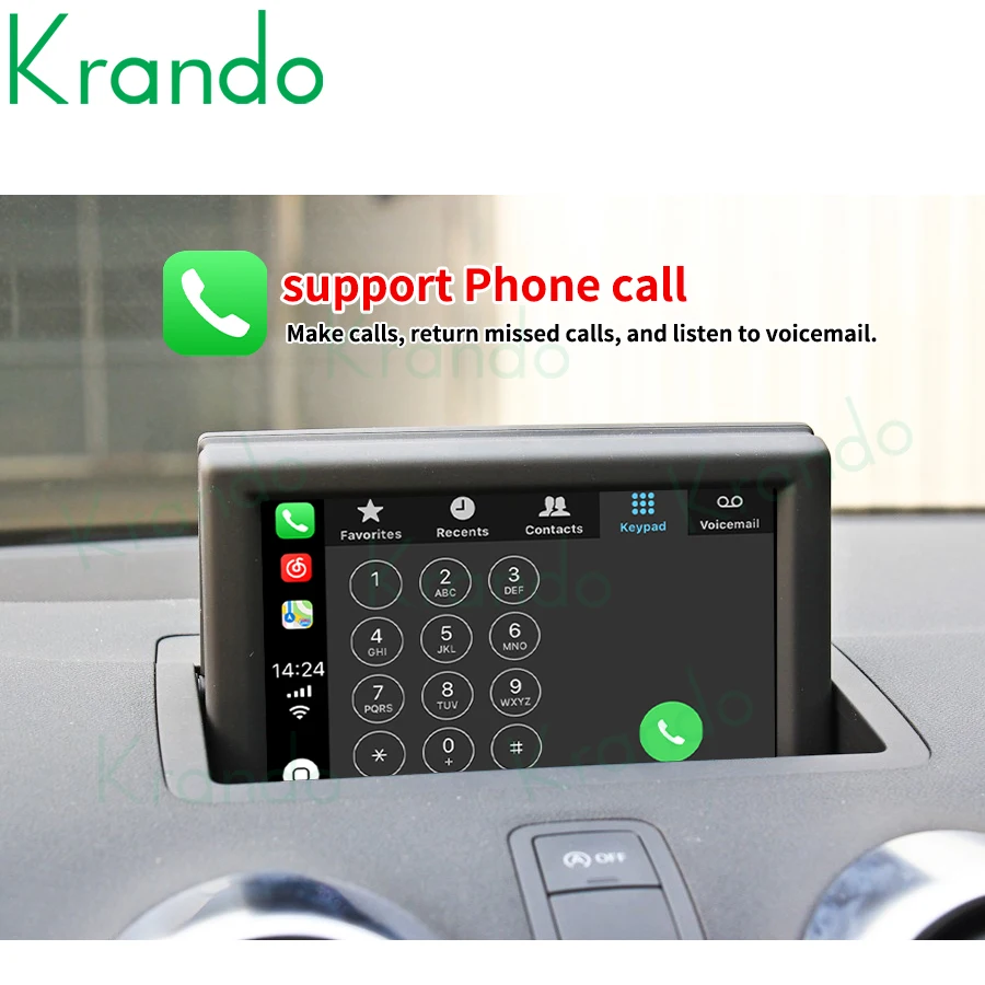 Krando Wireless CarPlay Android Auto Interface Box For Audi A1 2012 - 2018 MMI 2G 3G Camera Module Retrofit BT Siri Control