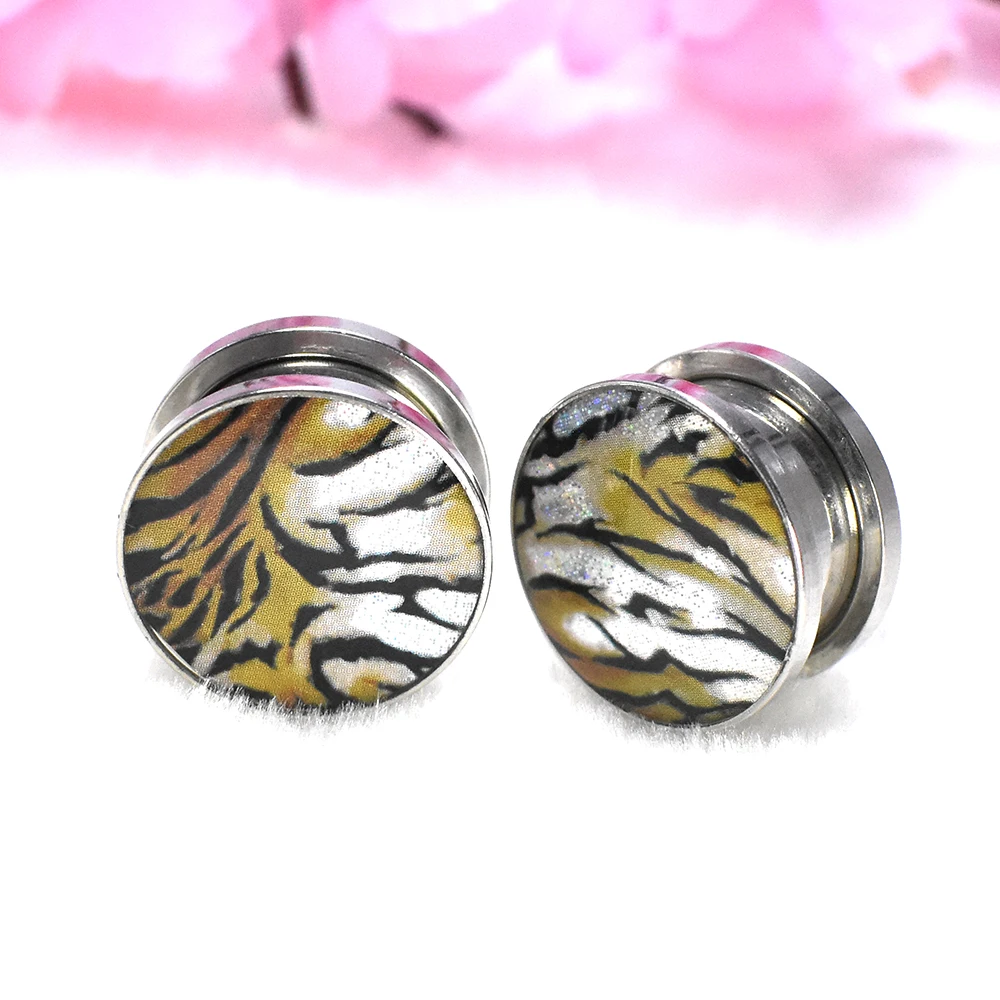 Sexy Tiger Stripes Design Ear Gauges Tunnels and Plug Stainless Steel Ear Expander Studs Stretching Body Piercing Jewelry 6-30mm