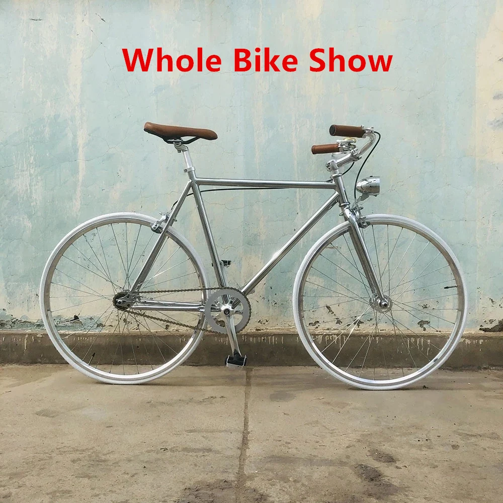 Retro Bike Frame Single Speed Bicycle Frameset Steel Material Fixie Commuter Cycling Parts Vintage Silver Color
