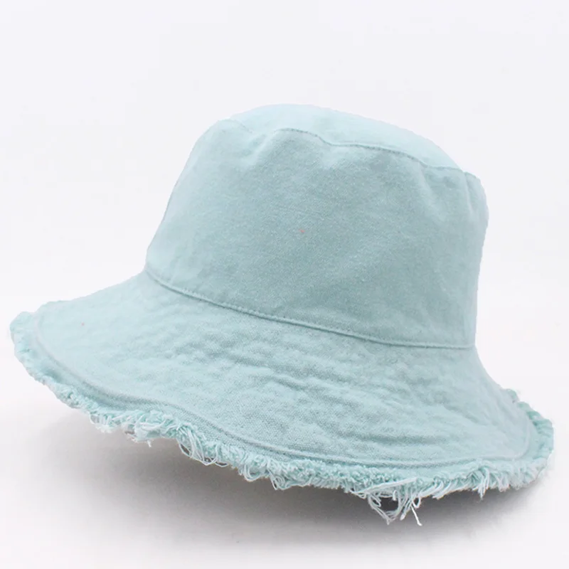 Solid colorbucket hat soft aluminum wire shape water wash bucket hat women\'s outing basin hat