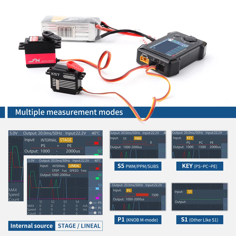 ToolkitRC ST8 8CH 100W 2A 2.4 TFT 7-28V 8-Channel Servo Integrated Tester 4 Independent Interface PWM/PPM/SBUS Signal Test