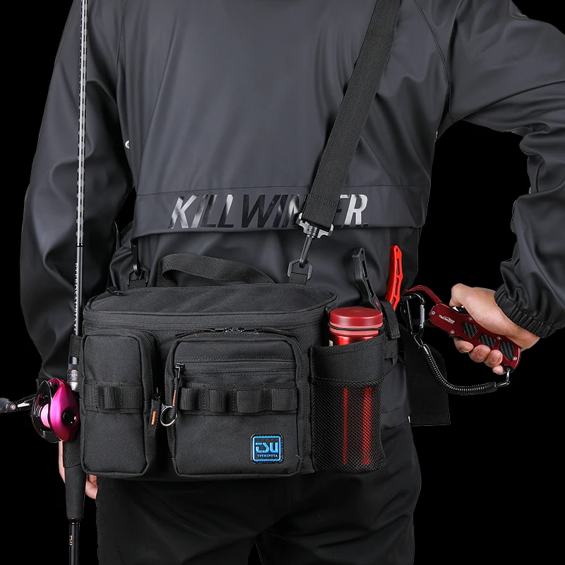 

TSURINOYA Fishing Bag RX1911 Multifunction Large Capacity Waterproof Hip Bag Fishing Tackle Pack Outdoor Shoulder Bag Nylon Bags
