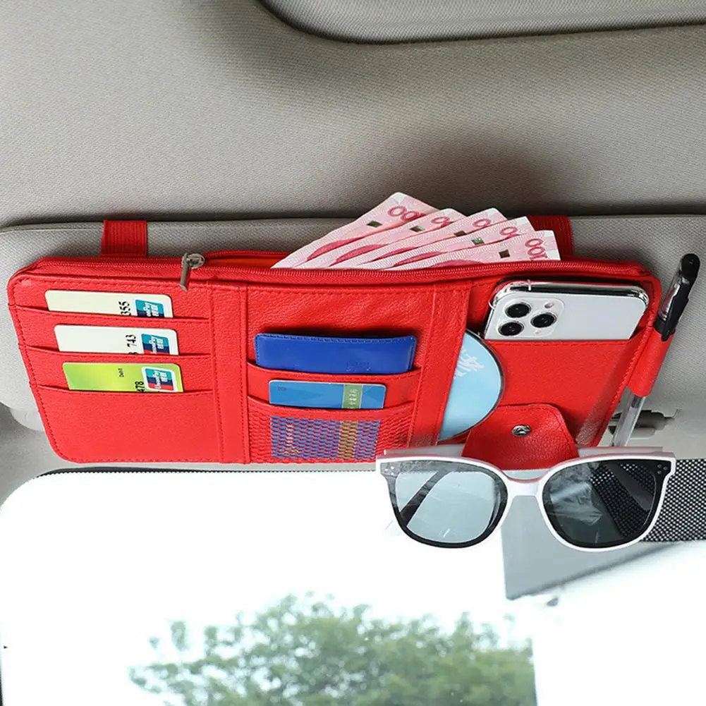 Car Sun Visor Organizer Zipper Type Card Holder Universal Multifunctional Storage Folder Car Styling Interior Accessories