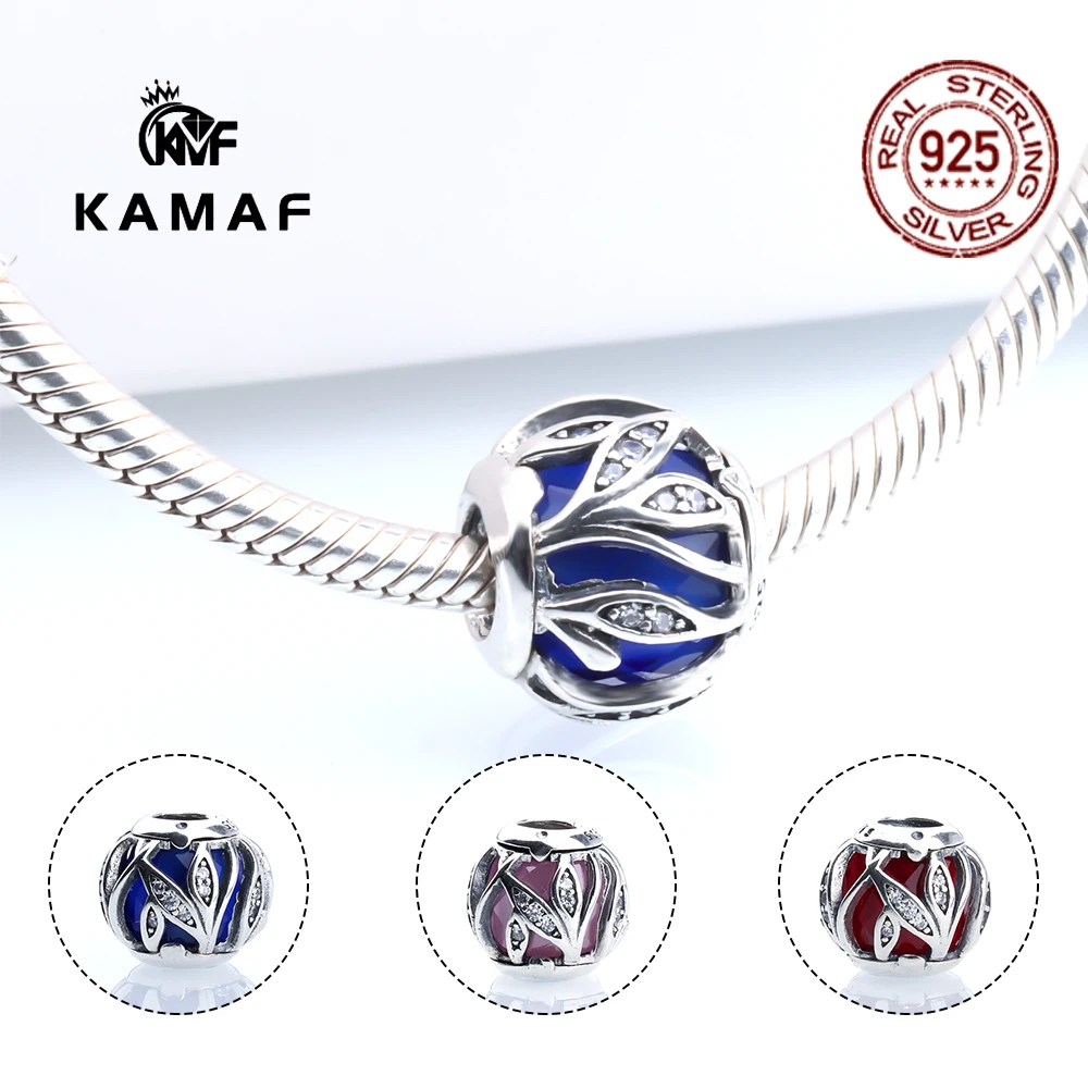 Sterling silver hollowing process glazed DIY beads handmade, cubic zirconia large hole glazed beads ladies bracelet gift