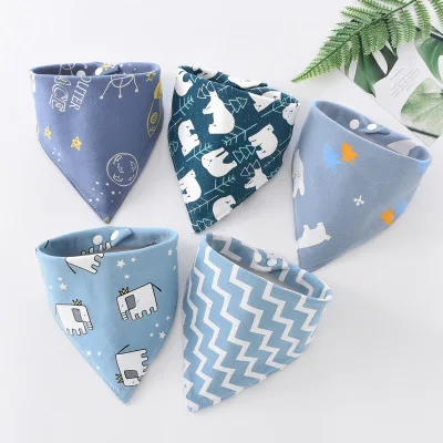 5 Pcs/Lot Baby Bandana Bibs Scarf Burp Cloths Saliva for Newborn Infant Toddler Boys Girls Kids Cartoon Triangle Cotton Bib