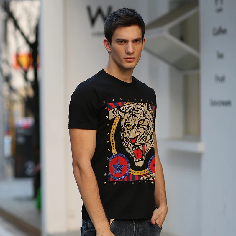 AlexPlein Party T Shirt Man Clothing Fashion Tiger Streetwear 100% Cotton Shortsleeve Crew Neck 2022 Summer Casual Aesthetic