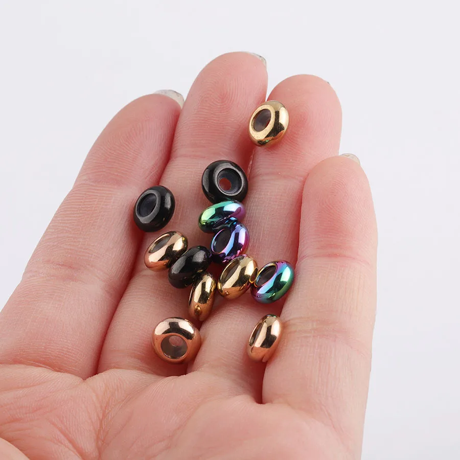 

100% Stainless Steel Spacer Beads With Rubber Core Inside Positioning Stopper Beads 8mm Wholesale 100pcs