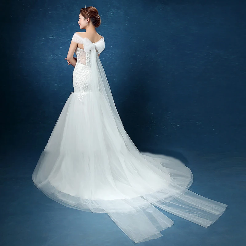 Abiti da sposa Illusion scollo a v corto Tulle pizzo ricamo perle spalle scoperte abito da sposa da donna di lusso al pavimento GB183