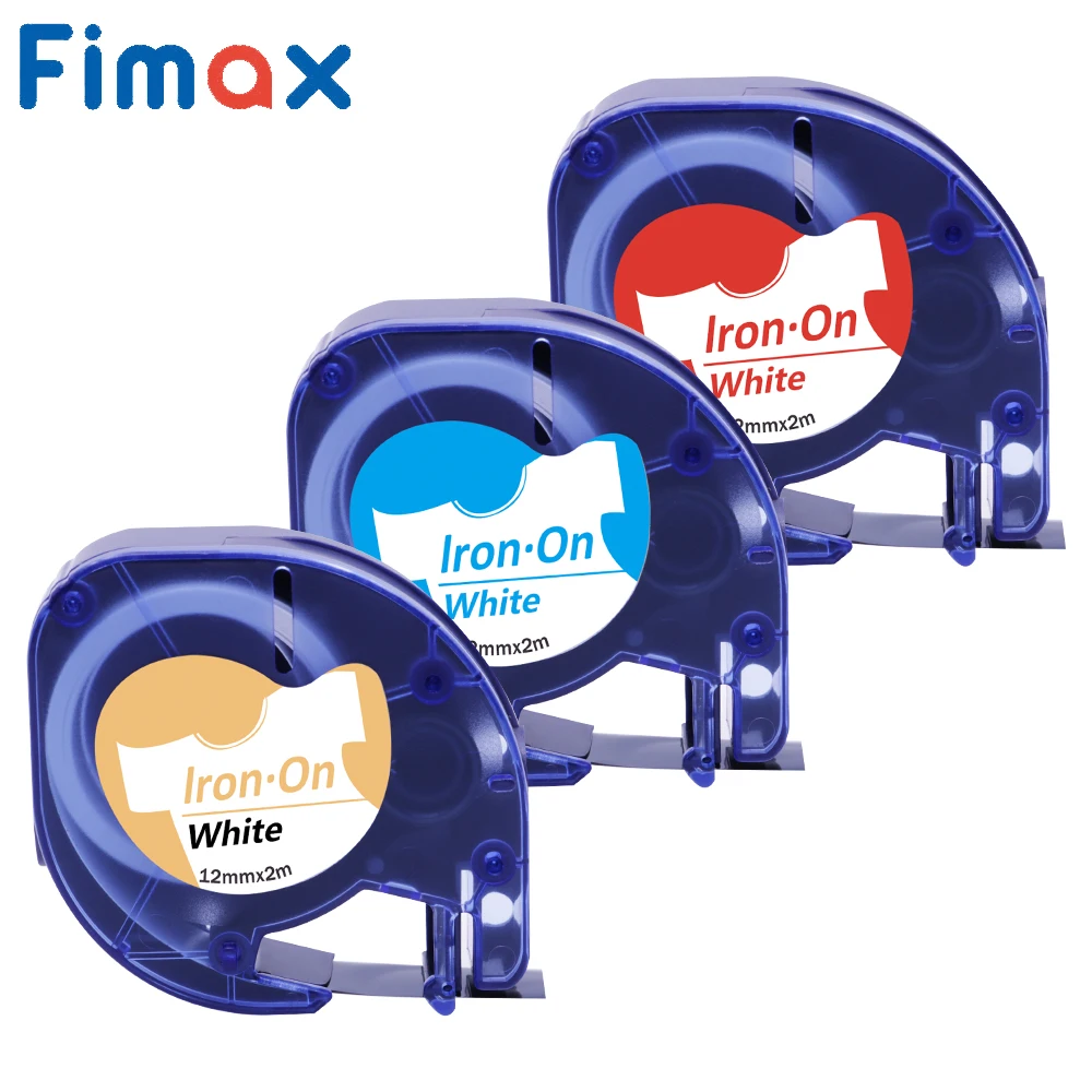 Fimax 3pcs 18771 18775 Compatible For DYMO Fabric Iron-on label tape Black on White 12mm*2m for DYMO LT-100H PLUS 100T Printer