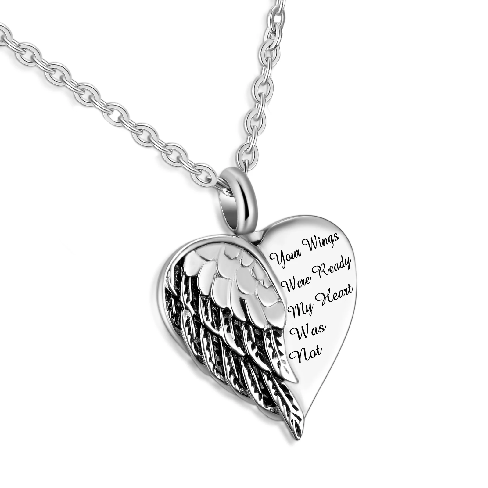 Stainless Steel Your Wings Were Ready My Heart Was Not Cremation Necklace Memorial Ashes Urn Fashion Jewelry Keepsake Pendant