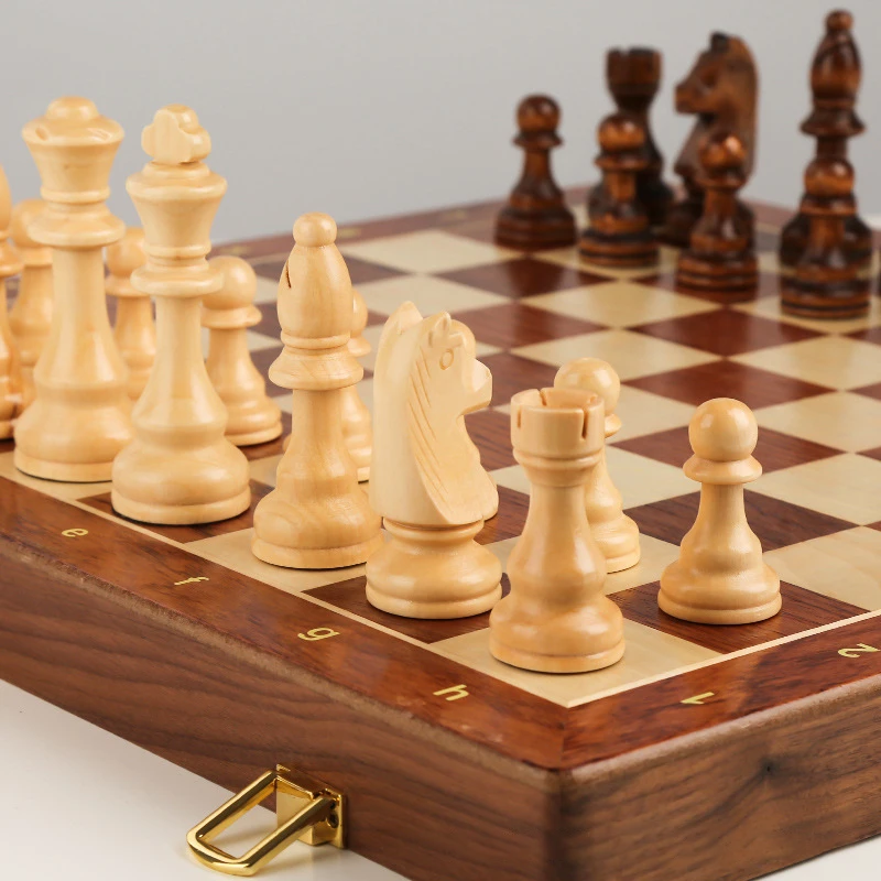 High Quality Solid Wood Chess Board Games Luxury Wooden Chess Pieces Folding Checkerboard 39CM 45CCM Children Family Table Games