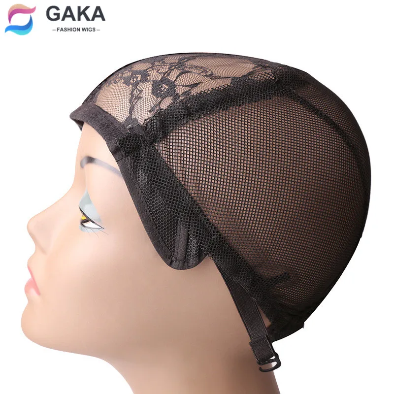 GAKA Black 10pcs Hairnet for Making Wigs with Adjustable Strap on the Back Weaving Cap Glueless Wig Caps Hair Net  Factory Sale