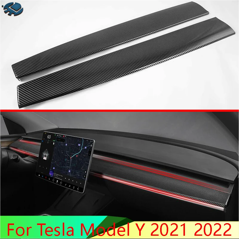 

For Tesla Model Y 2021 2022 Car Accessories Carbon Fiber Style Center console Interior Instrument Panel Around trim