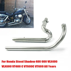 Full Exhaust System Pipe Kit Silencers Mufflers Steel Stainless For Honda Steed Shadow 400 600 VLX400 VLX600 VT600C VT600