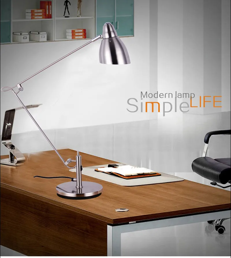 Modern Minimalist Metal Folding Long Arm Study Office Work And Study Led Desk Lamp E27 AC110V 240V