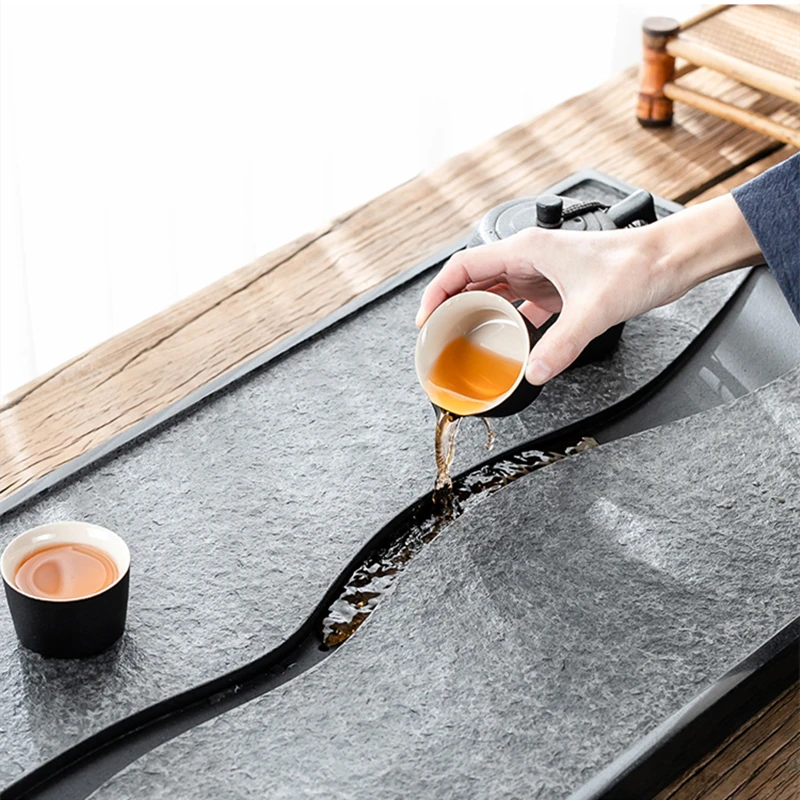 black stone tea tray hand carved weighted tea table for kungfu tea set water draining serving trays multi size for business new