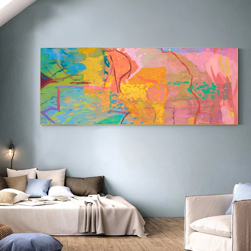 Modern Minimalist Abstract Hand-painted Oil Painting Pink Watercolor Canvas Painting Living Room Bedroom Decoration Painting