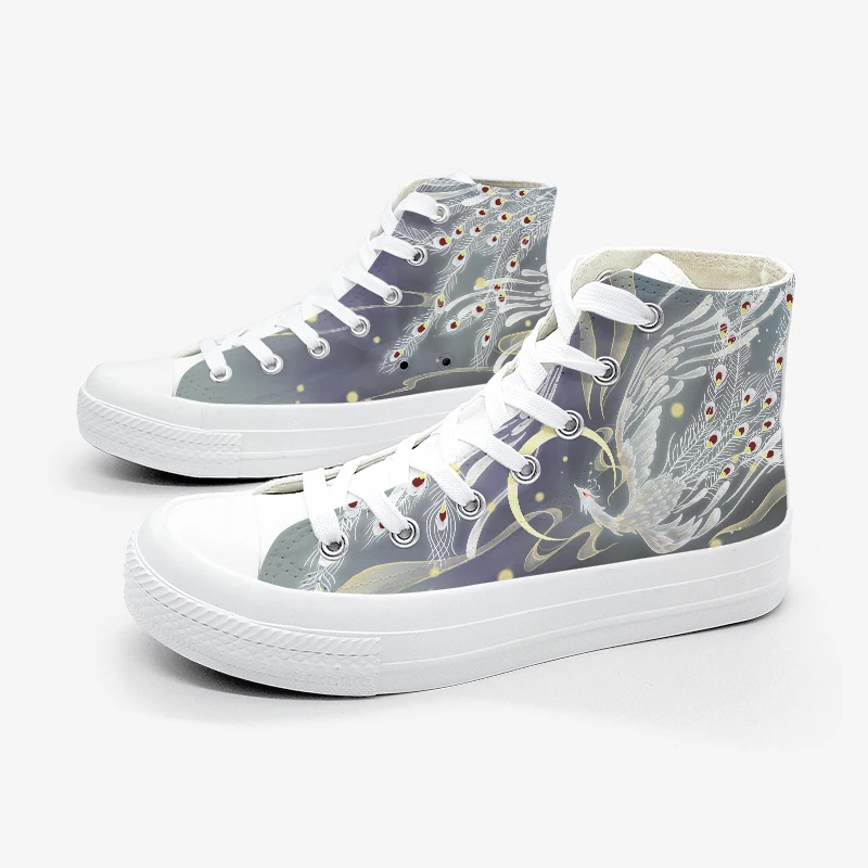 Amy and Michael Phoenix Pattern Hand-painted Canvas Shoes Original Design Fashion Female Leisure Sneakers Woman Vulcanized Shoes