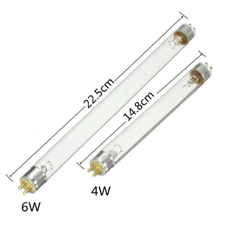 Bombilla de tubo de luz UV T5, reemplazo de luz UV impermeable para tanque de estanque, lámpara esterilizadora germicida transparente, AC220V, 4W, 6W