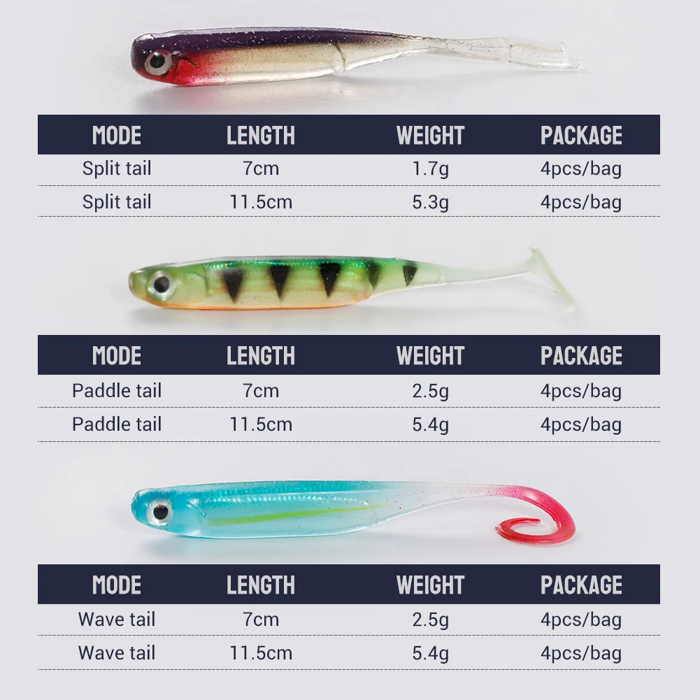 NOEBY Swimbait para lubina – Cola en T con láser interior
