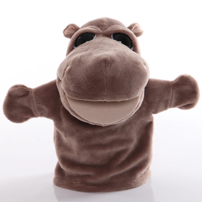 25cm Animal Hand Puppet Hippo Plush Toys Baby Educational Hand Puppets Cartoon Pretend Telling Story Doll Toy for Children Kids