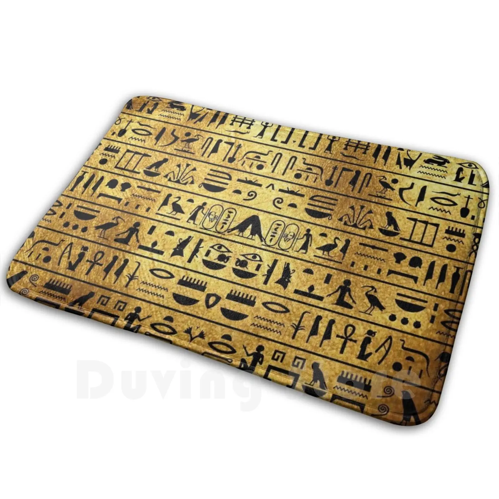 Gold And Black Hieroglyphics Carpet Soft Non-Slip Mat Rug 2235 Carpet Cushion Sphinx Giza Pyramid Khufu Cairo King Tut