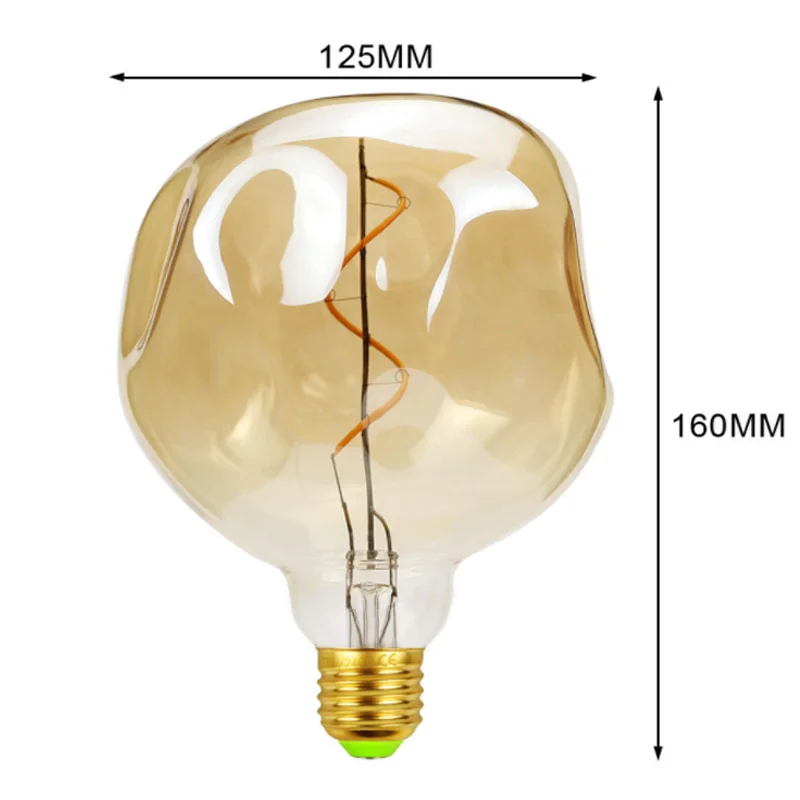 Led Bulbs Vintage Light Bulb G125 Stone Big Globe Bulb 4W Dimmable 220V-250V Led Filament Decorative Edison Bulb