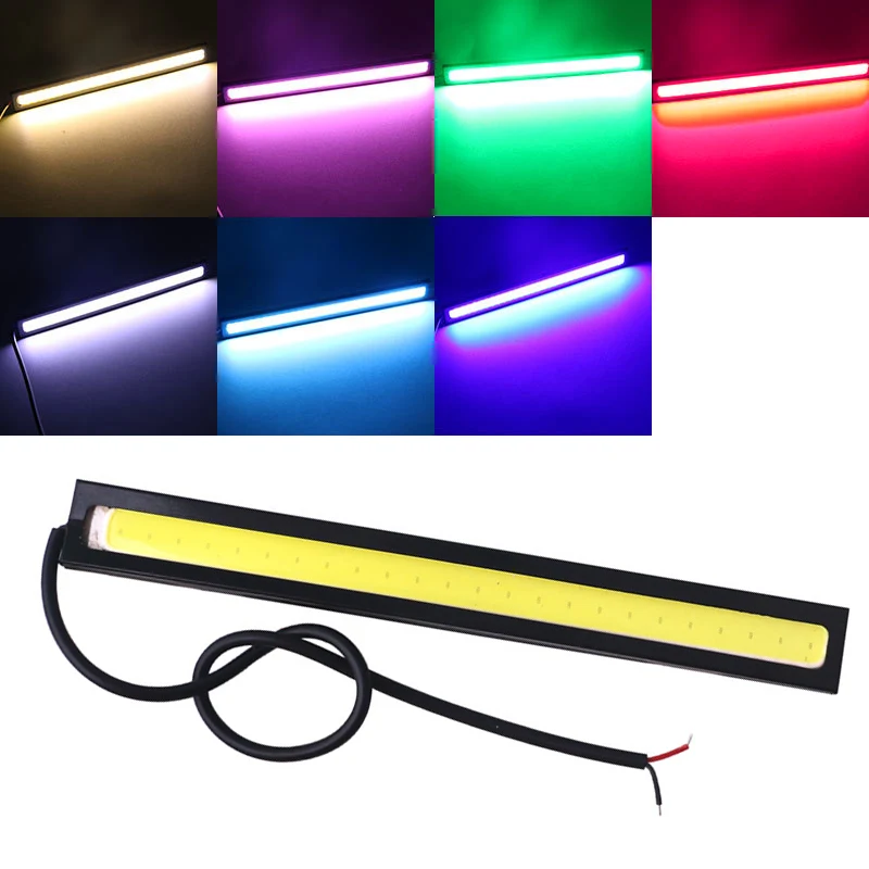 1Pcs 14CM COB DRL Daytime Running Strip Light bulb Car Motorcycle Styling Ultra Bright DRL COB Driving Fog lamp red blue yellow