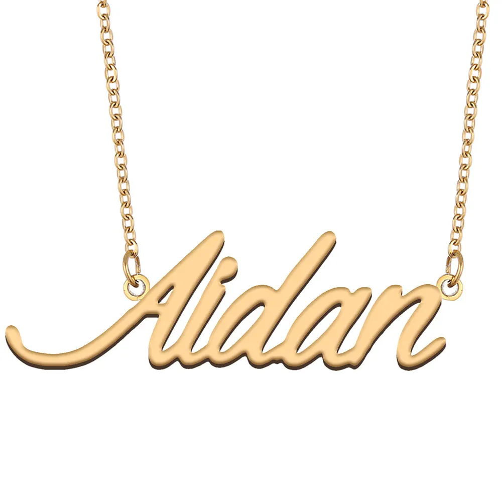 Aidan Name Necklace for Women Stainless Steel Personalized Jewelry Gold Plated Nameplate Pendant Femme Mothers Girlfriend Gift