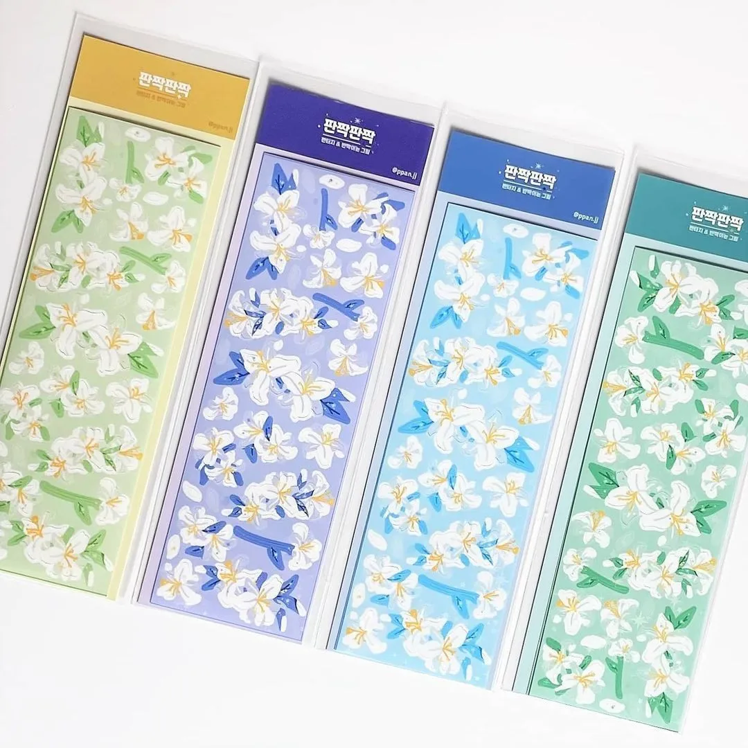 1pcs Color flower Lily Decorative PVC Stickers Scrapbooking Label Diary Stationery Album Phone Accessories Journal Planner