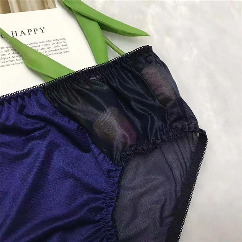 New Men\'s Briefs Sexy Tulle Netting Transparent Briefs Breathable Elastic Soft Silk Breathable Gay Underwear Men Panties