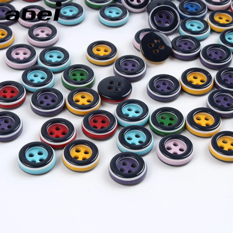 100Pcs Mix Kleuren 11Mm 4 Gaten Plaksteen Knoppen Naaien Ambachten Hars Plastic Knop Voor Kleding Shirts Diy Accessoires