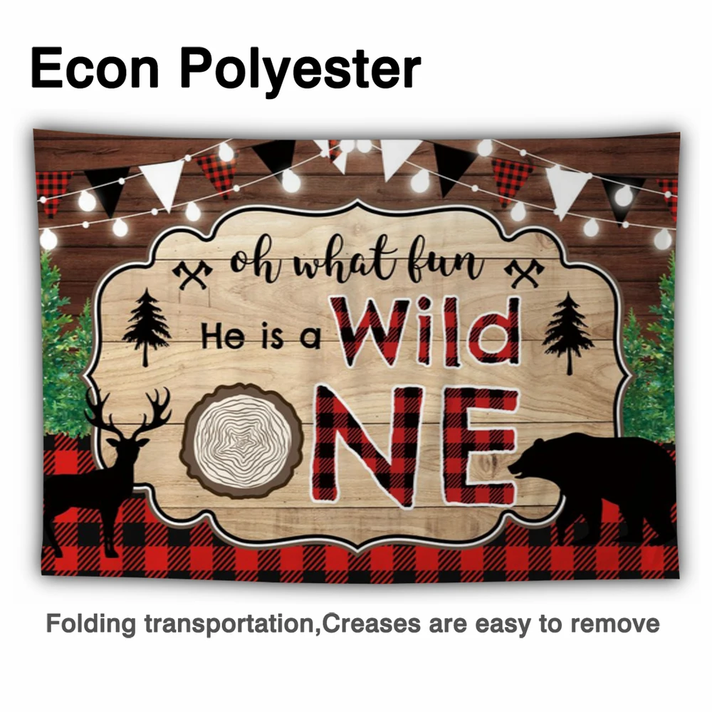 Funnytree 야생 1 년 아기 생일 1 파티 배경 숲 격자 모험 나무 동물 배너 Photozone 배경