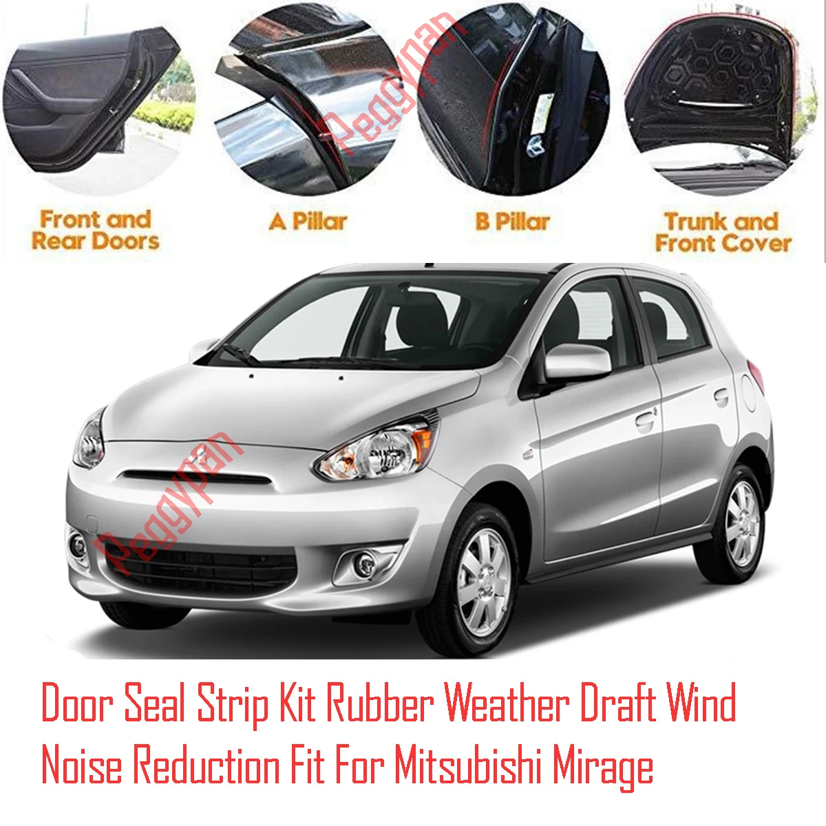 Door Seal Strip Kit Self Adhesive Window Engine Cover Soundproof Rubber Weather Draft Wind Noise Reduction For Mitsubishi Mirage