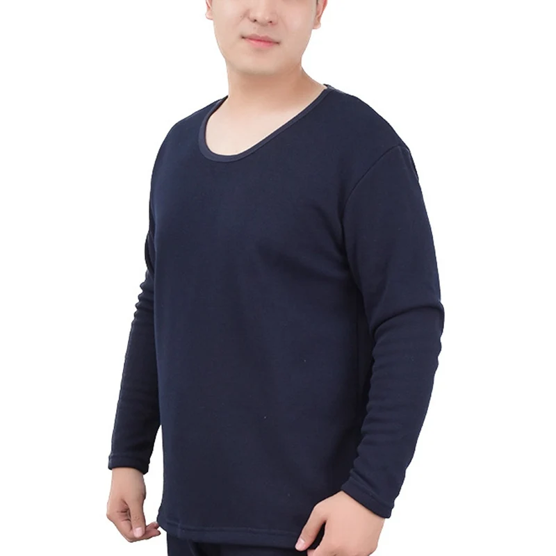 high quality Winter Mens Thicken fleece shirt Long Sleeve warm Thermal Underwear Large Size 7XL 8XL Cotton Underwear tees Tops