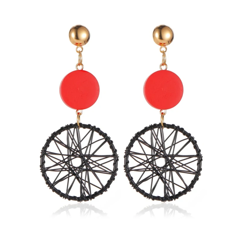 Hollow Circle Black Pink Red Yellow Tassel Geometric Drop Earrings  Earrings Dangle Earrings For Women