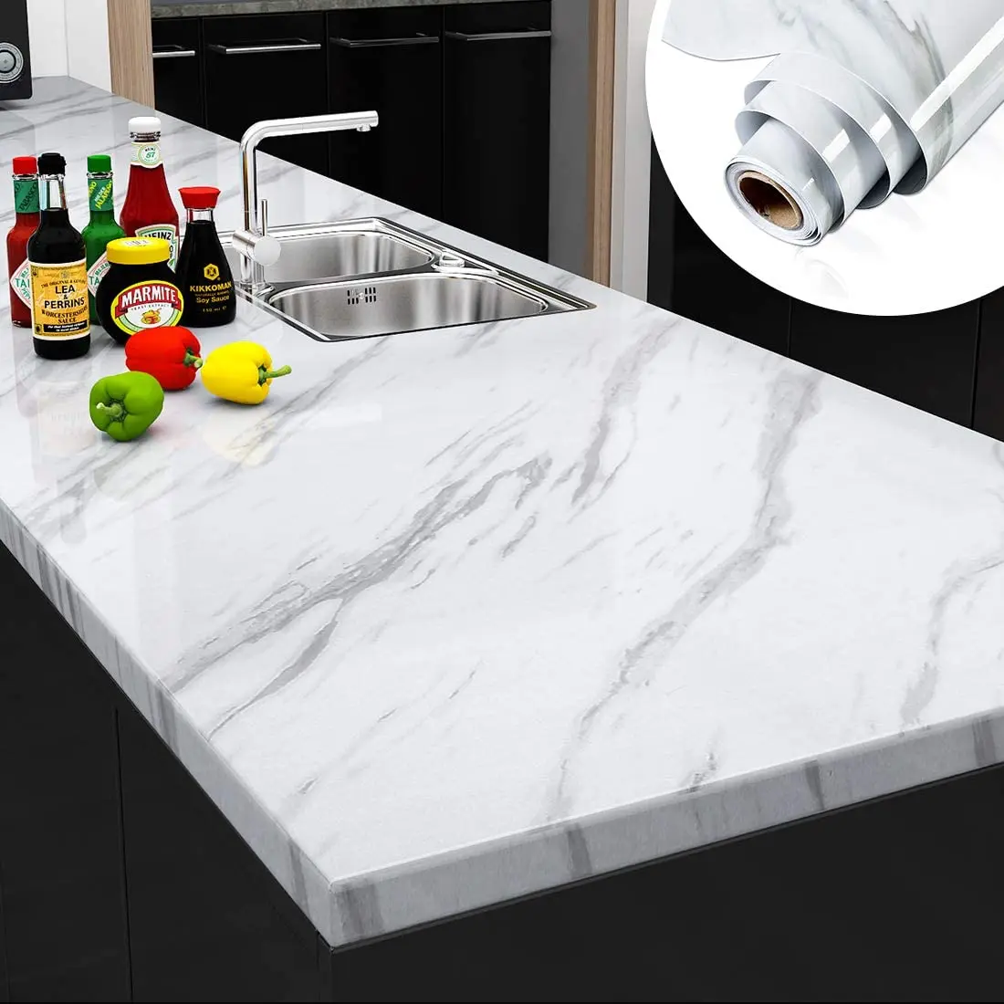 Marble Wallpapers  Improvement Sticker DIY Decorable Film PVC Self Adhesive Wall Sticker Decorative Kitchen Desktops Home Decor