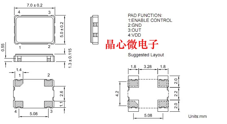 50PCS/ active four-pin chip crystal oscillator 49.152M 5070 5*7 3.3V 5V oscillator original imported brand