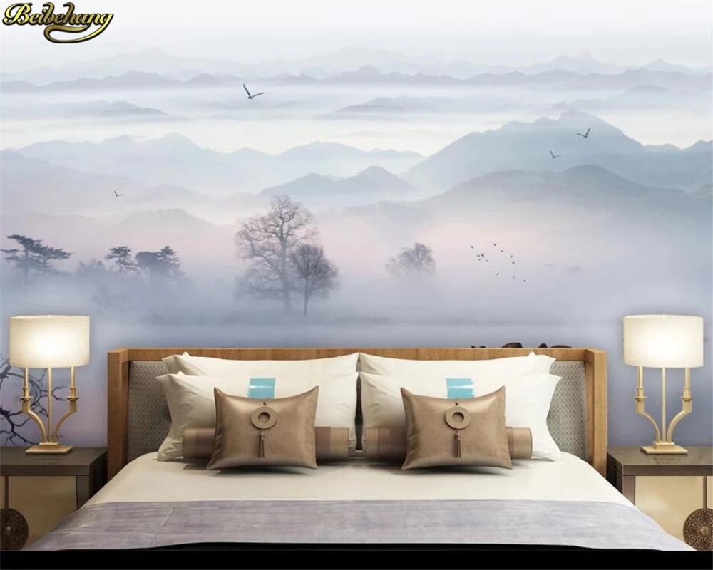 beibehang Custom 3d wallpaper mural luxury atmospheric mood ink landscape new Chinese TV sofa background wall papel de parede