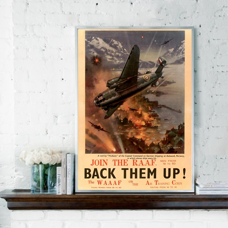 WW2 Australian Propaganda Poster Join The R.A.A.F Aircraft Vintage Wall Art Canvas Painting Prints Decor Army Military Man Gifts