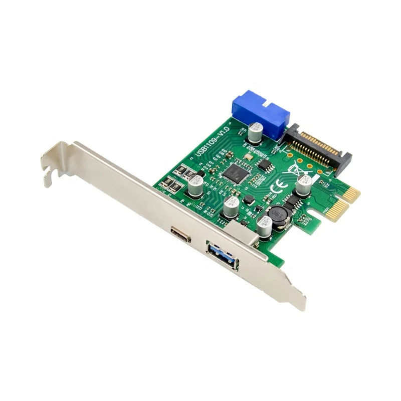 

PCI-E SuperSpeed Dual Port USB 3.1 Expansion Card Type-C + Type -A VLA805 chipset usb3.0 usb3.1 to pcie converter card