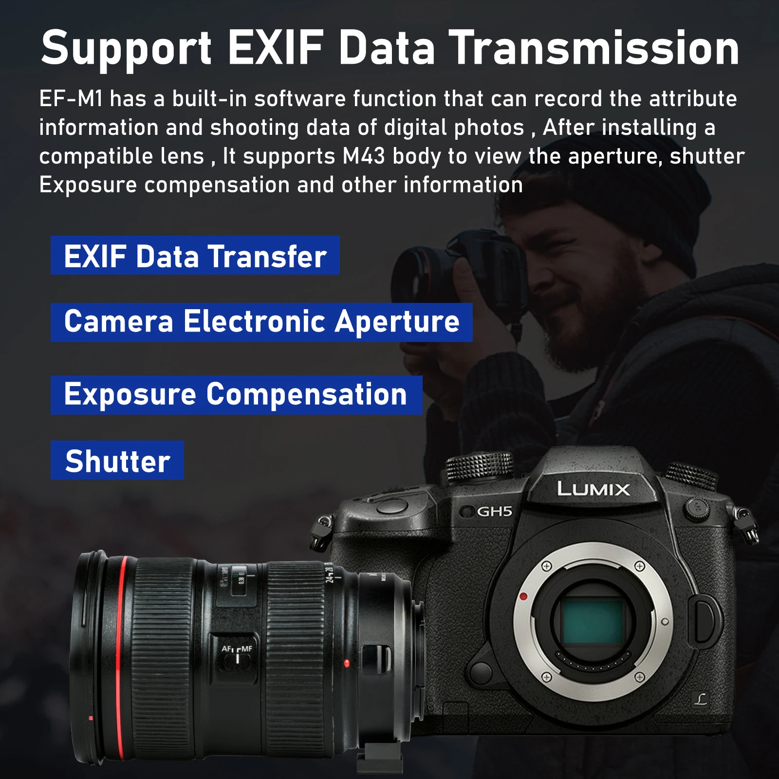 Viltrox EF-M1 M4TF محول العدسة التركيز التلقائي لكانون EF EF-S عدسة إلى M4/3 كاميرا GH5 GH4 GX85 أوليمبوس E-M5 II E-M10 III BMCC 4K