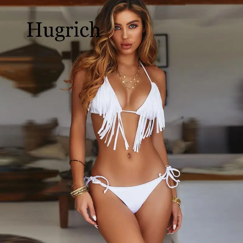 

2020 Sexy Tassels Bikini Set Women Swimwear Bandage Push Up Padded Swimming Suit Women Bathing Suit Thong Bikini Brazilian