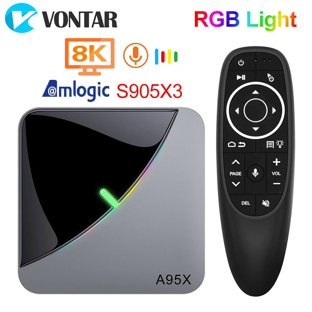 

VONTAR 4GB 64GB RGB Light Smart TV Box Android 9.0 A95X F3 Air Amlogic S905X3 Wifi 4K 60fps Support Youtube Media Player