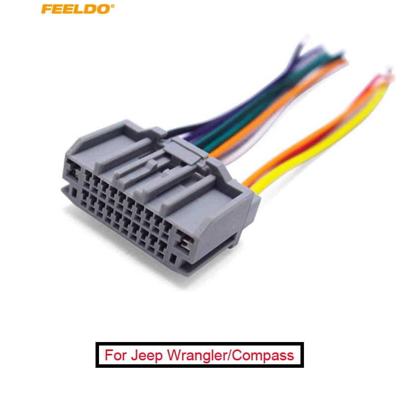 FEELDO 1Pc Car Stereo Audio Radio CD/Player Wiring Harness Adapter Plug For Jeep Wrangler/Compass Tail Wire #FD-4050