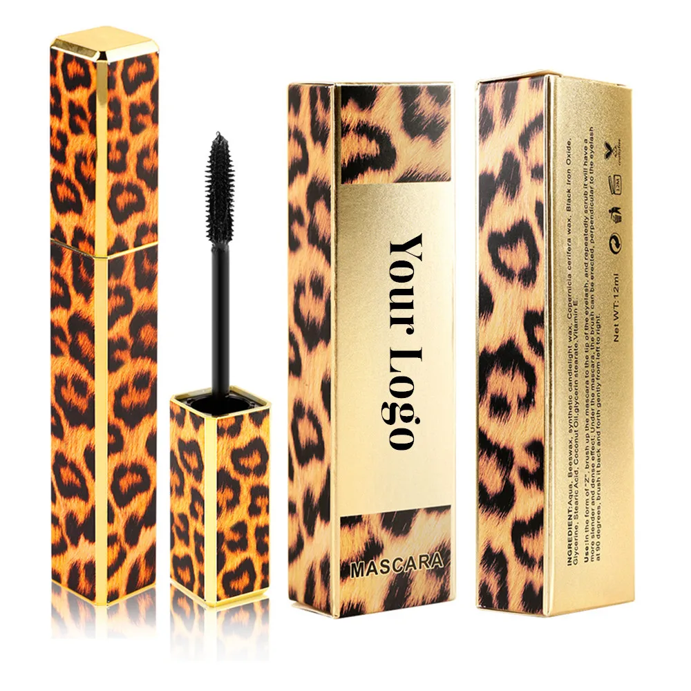 50PCS Private Label Mascara Lengthening Black Lash Eyelash Extension Makeup Long-wearing Leopard Mascara Wholesale Custom Logo