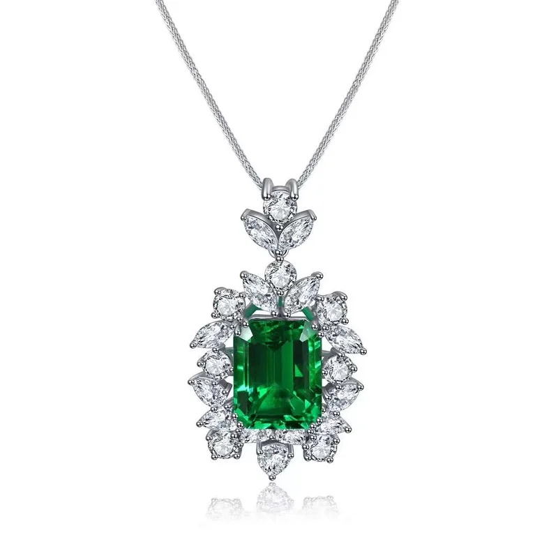 Pirmiana Custom Design Nieuwe 9K Gouden Ketting 5ct Lab Grown Emerald Mode-sieraden Vrouwen Kerstmis Nieuwjaar Party Geschenken